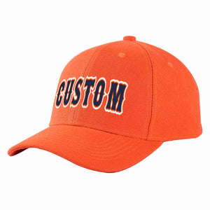 Custom Tangerine Navy-Orange Curved Eaves Sport Baseball Cap Design for Men/Women/Youth