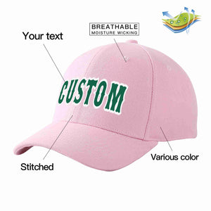 Custom Pink Kelly Green-White Curved Eaves Sport Baseball Cap Design for Men/Women/Youth