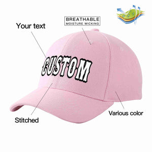 Conception personnalisée de casquette de baseball de sport incurvée rose blanc-noir pour hommes/femmes/jeunes