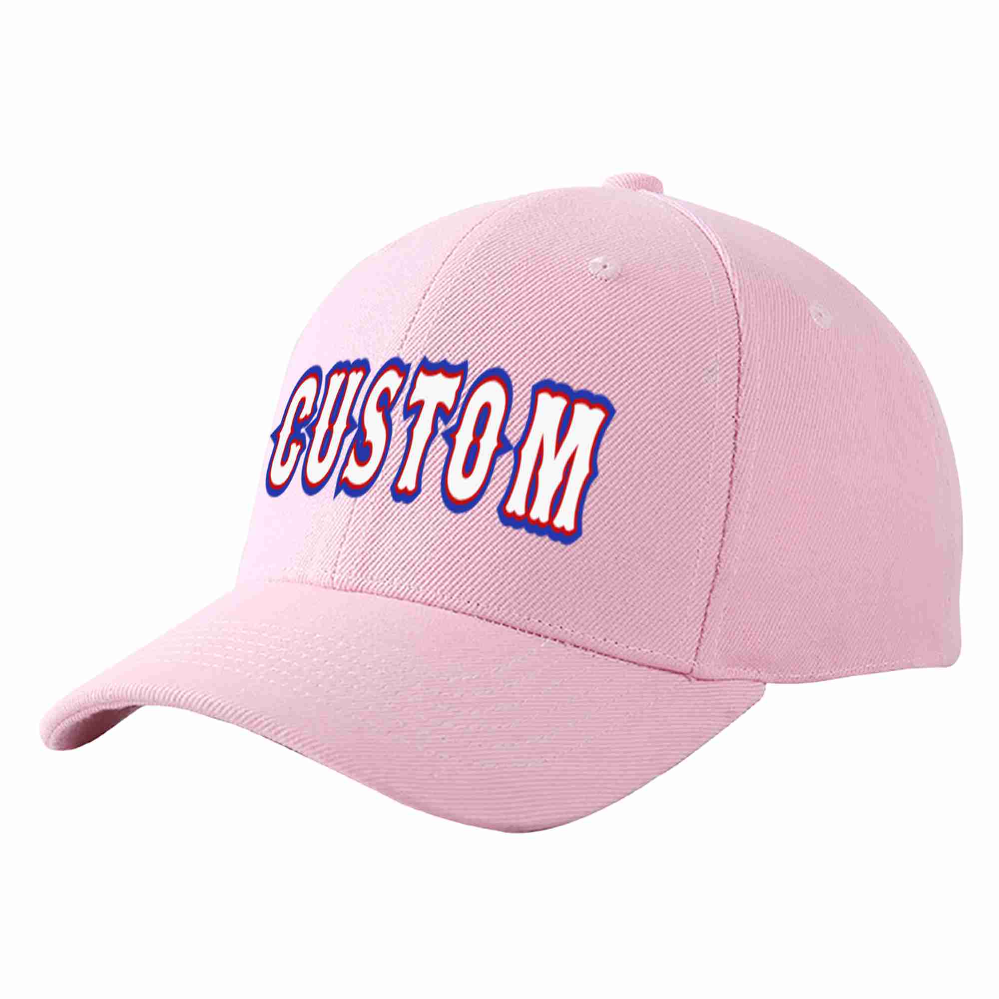 Conception personnalisée de casquette de baseball de sport incurvée rose blanc-rouge pour hommes/femmes/jeunes