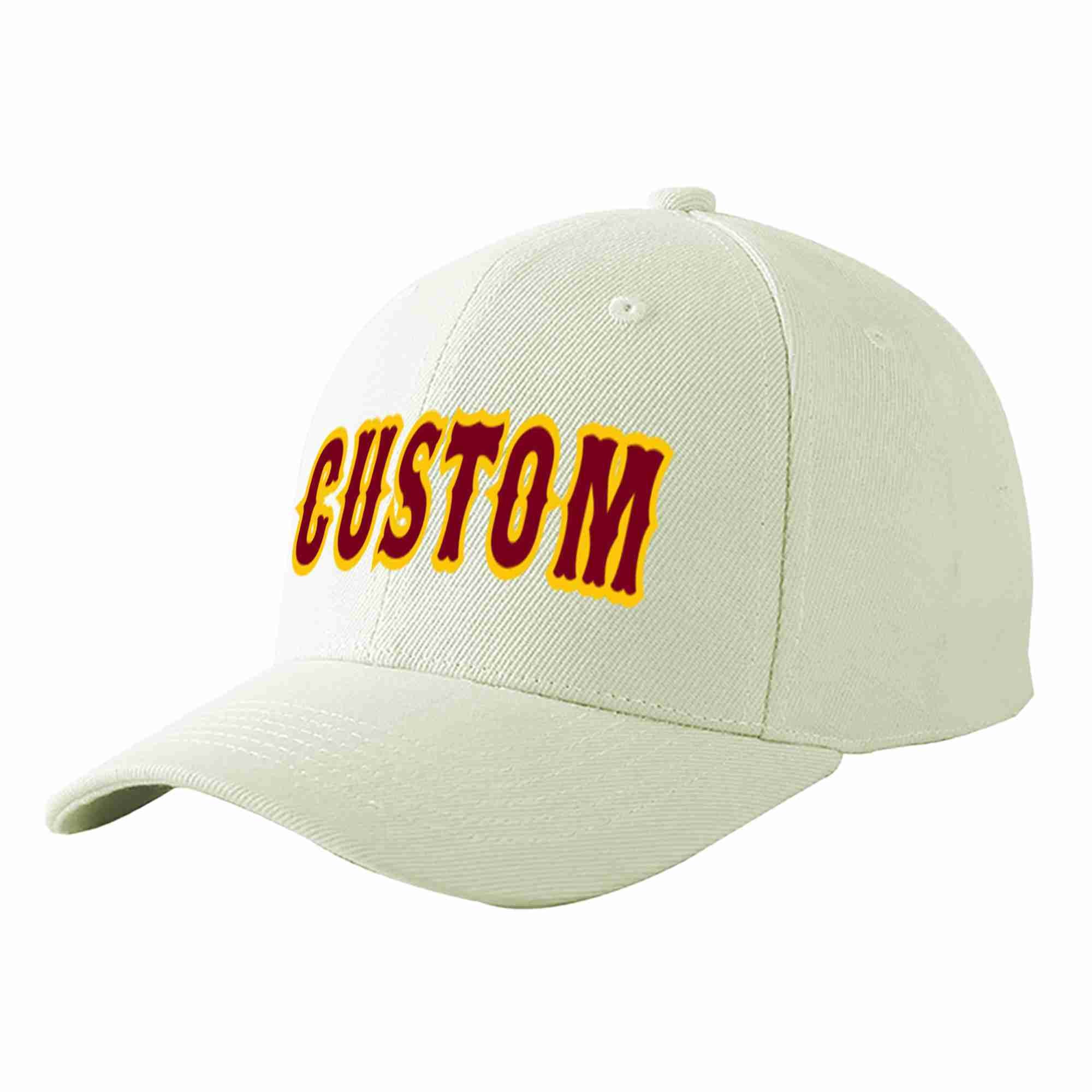 Casquette de baseball de sport incurvée crème cramoisi-or personnalisée pour hommes/femmes/jeunes