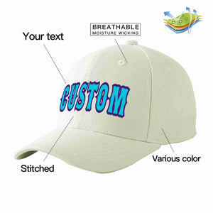 Custom Cream Light Blue-Purple Curved Eaves Sport Baseball Cap Design for Men/Women/Youth