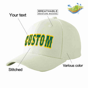 Casquette de baseball de sport incurvée Kelly vert-or crème personnalisée pour hommes/femmes/jeunes