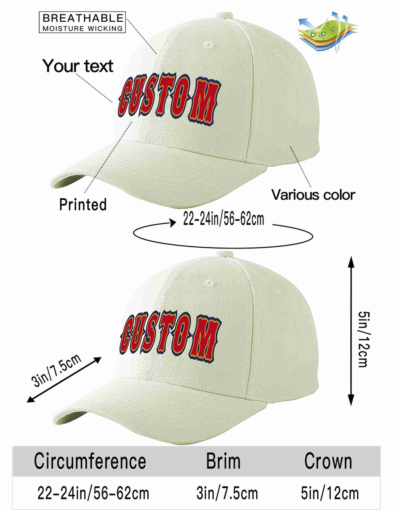 Custom Cream Red-Old Gold Curved Eaves Sport Baseball Cap Design for Men/Women/Youth