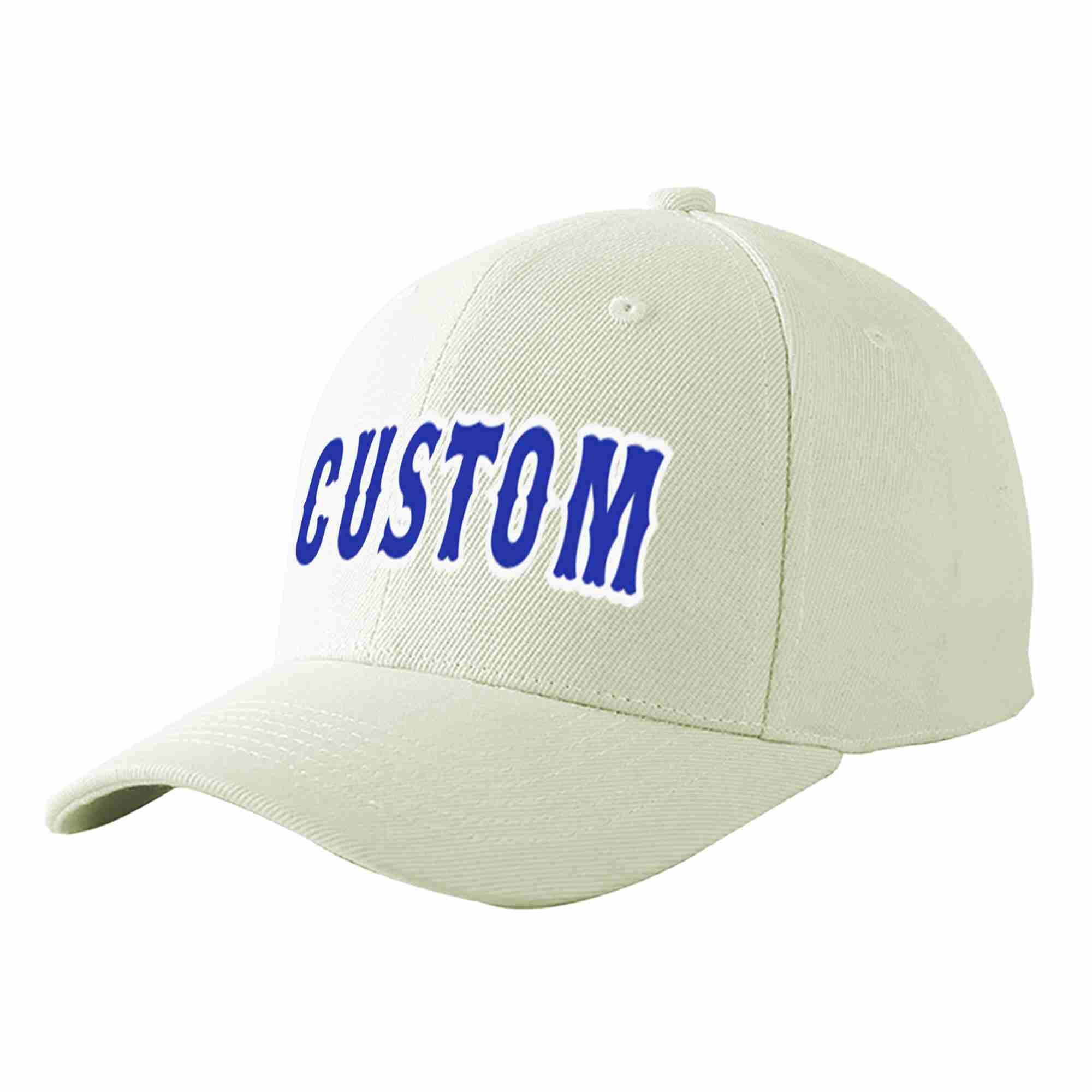 Custom Cream Royal-White Curved Eaves Sport Baseball Cap Design for Men/Women/Youth