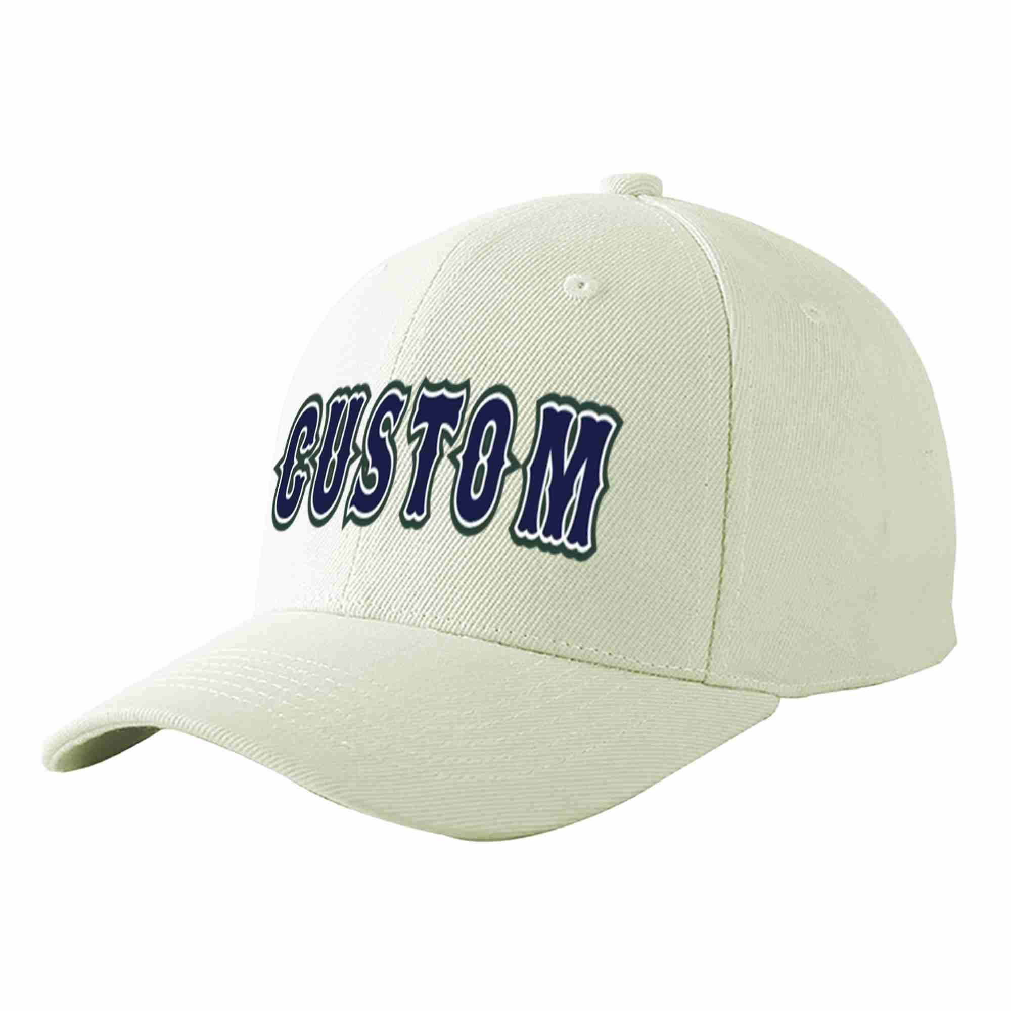 Casquette de baseball de sport incurvée, crème, bleu marine et blanc, personnalisée, pour hommes/femmes/jeunes