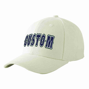 Custom Cream Navy-White Curved Eaves Sport Baseball Cap Design for Men/Women/Youth