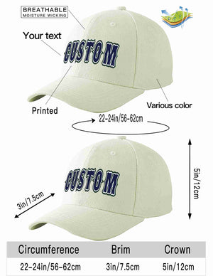 Custom Cream Navy-White Curved Eaves Sport Baseball Cap Design for Men/Women/Youth