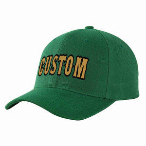 Custom Green Old Gold-Black Curved Eaves Sport Baseball Cap Design for Men/Women/Youth