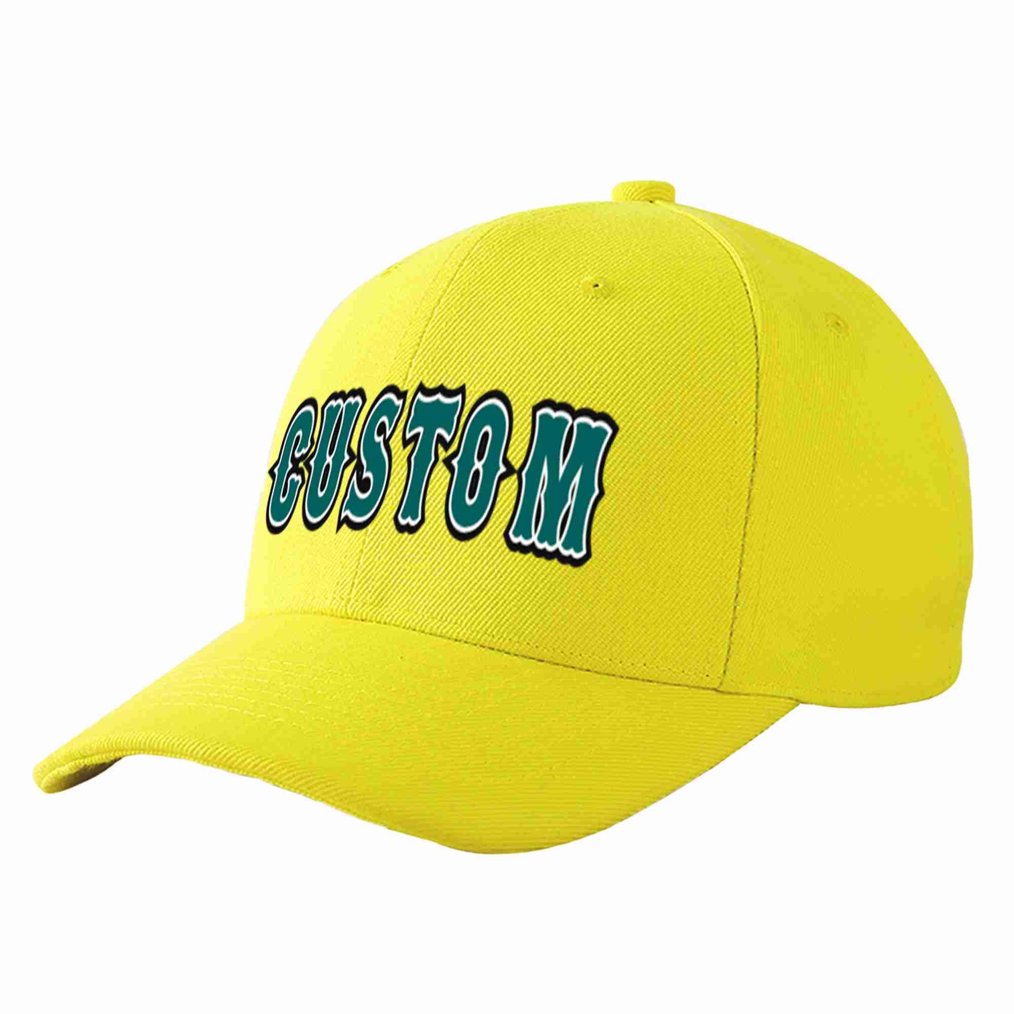 Custom Yellow Aqua-White Curved Eaves Sport Baseball Cap Design for Men/Women/Youth