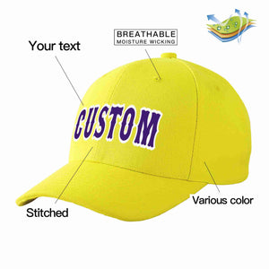 Custom Yellow Purple-White Curved Eaves Sport Baseball Cap Design for Men/Women/Youth