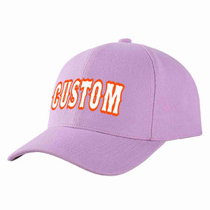 Custom Light Purple White-Orange Curved Eaves Sport Baseball Cap Design for Men/Women/Youth