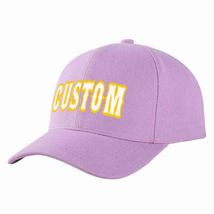 Conception personnalisée de casquette de baseball de sport incurvée violet clair blanc-or pour hommes/femmes/jeunes