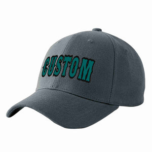 Custom Dark Gray Aqua-Black Curved Eaves Sport Baseball Cap Design for Men/Women/Youth