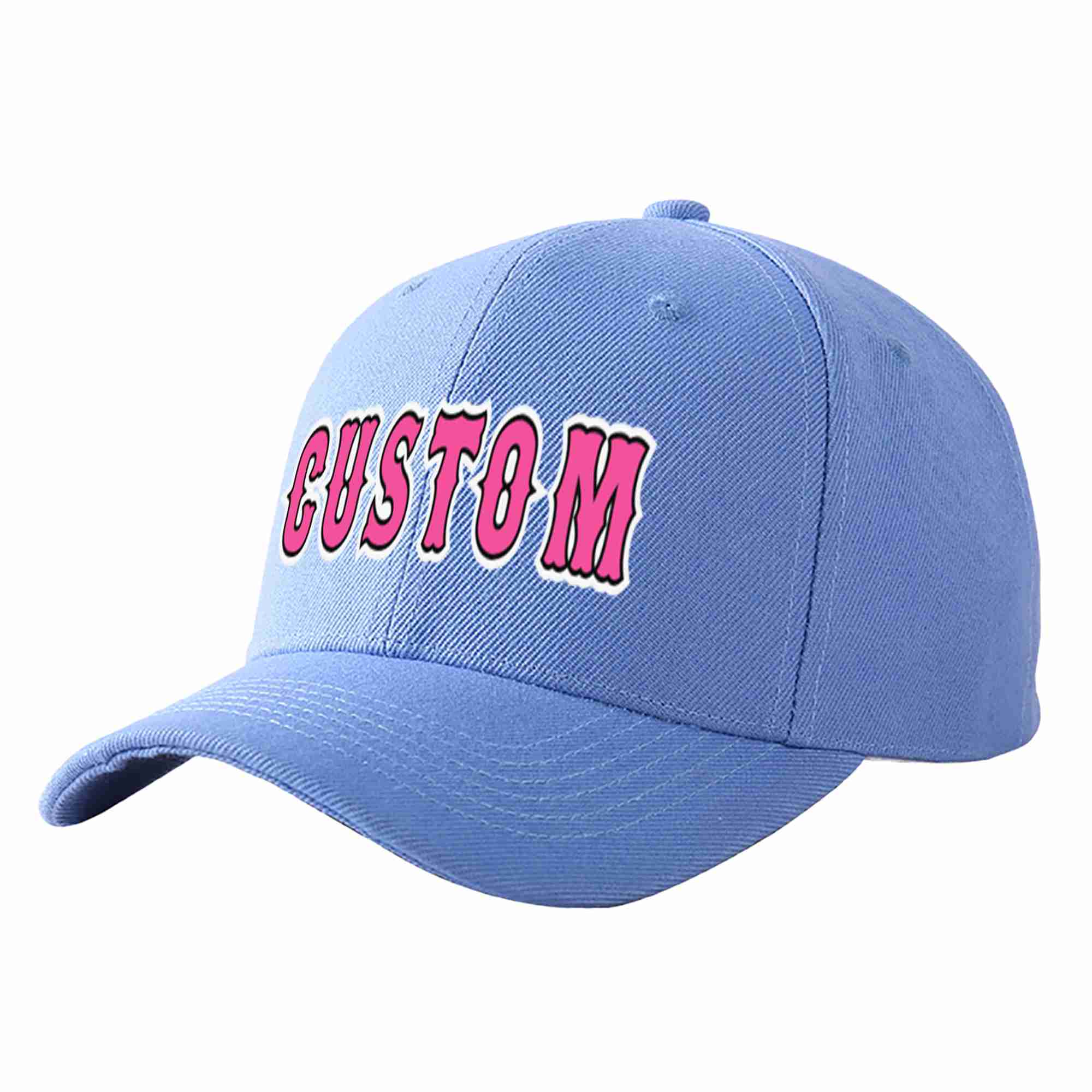 Custom Sky Blue Pink-Black Curved Eaves Sport Baseball Cap Design for Men/Women/Youth