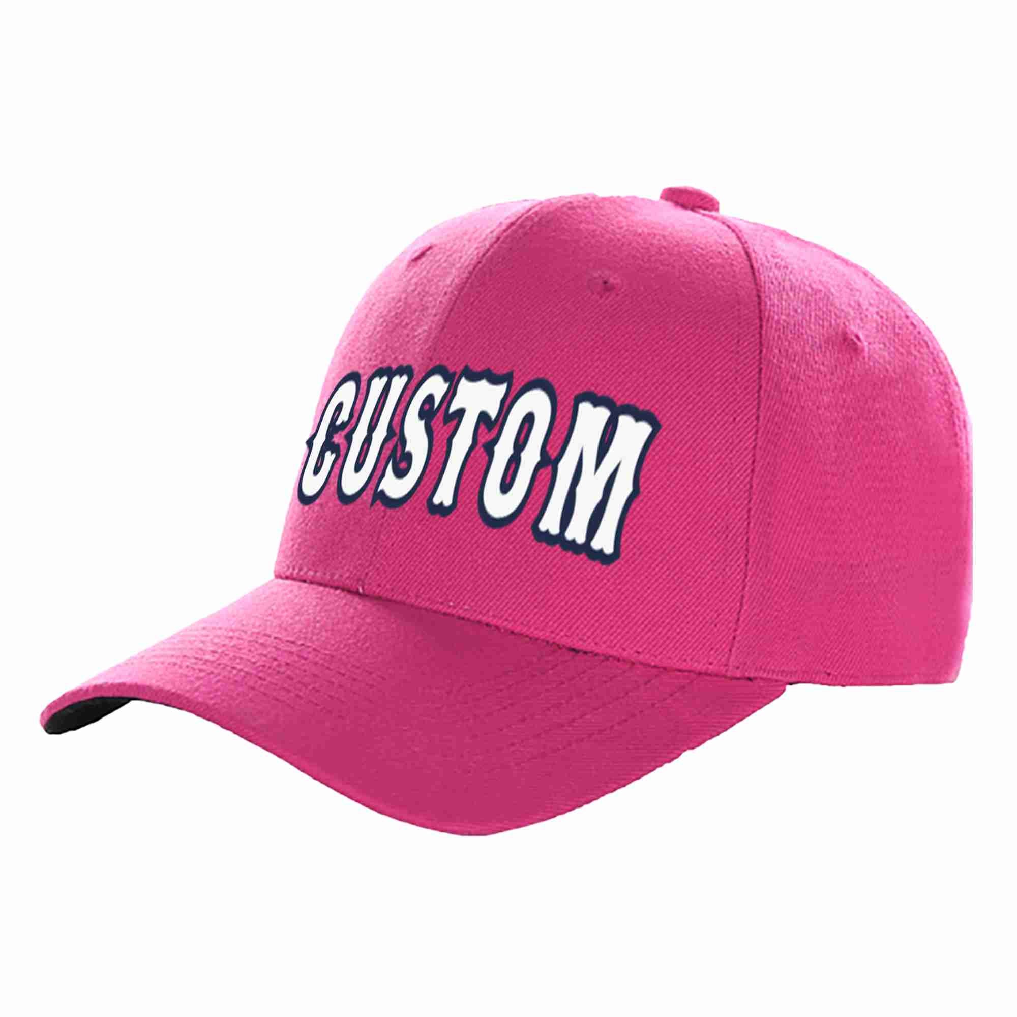 Conception personnalisée de casquette de baseball de sport à avant-toit incurvée rose rouge blanc-marine pour hommes/femmes/jeunes