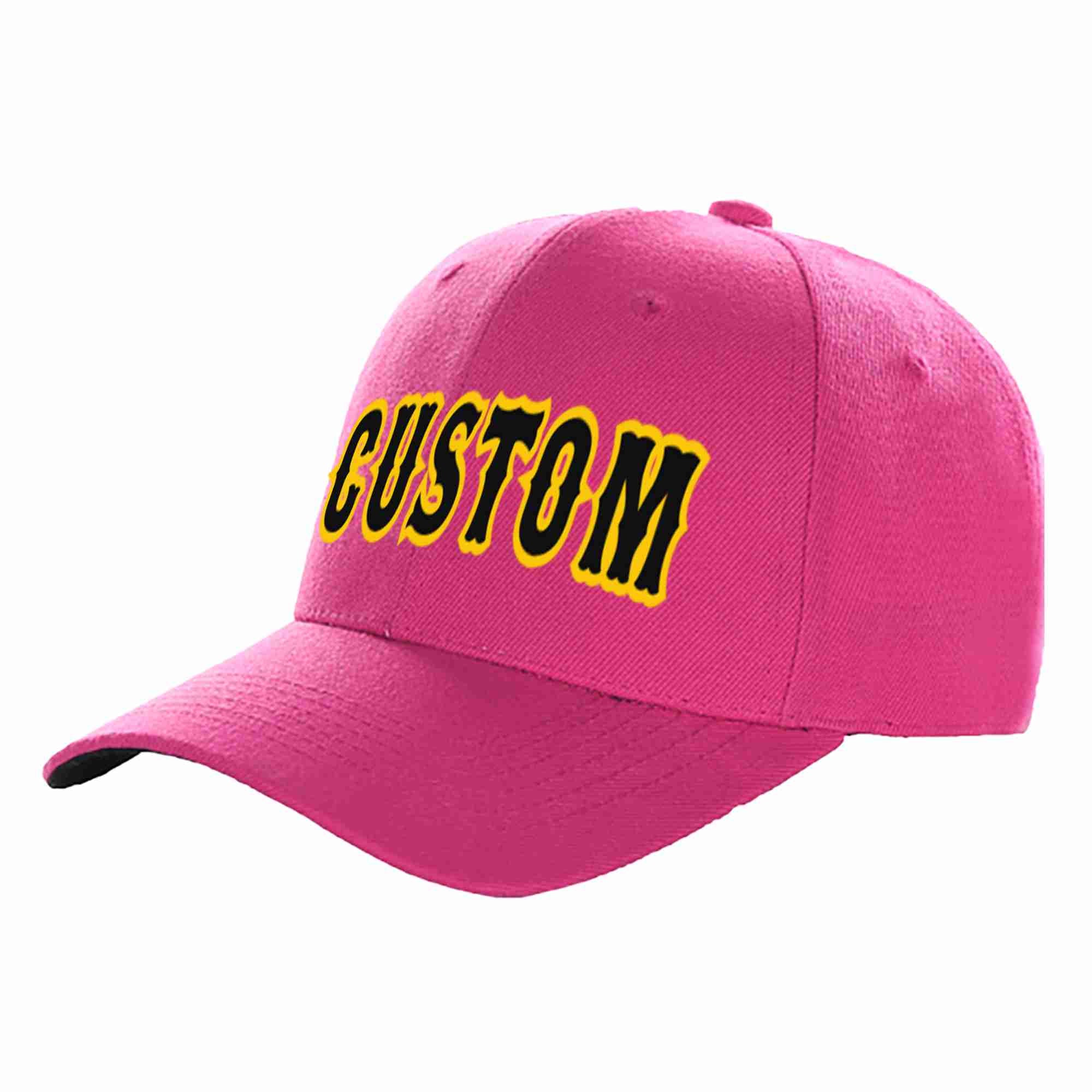 Custom Rose Red Black-Gold Curved Eaves Sport Baseball Cap Design for Men/Women/Youth