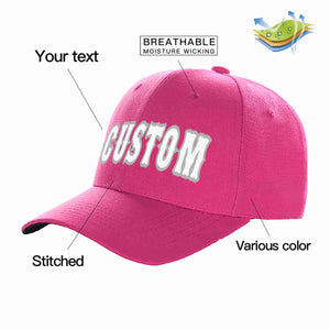 Casquette de baseball de sport incurvée personnalisée Rose rouge blanc-gris pour hommes/femmes/jeunes