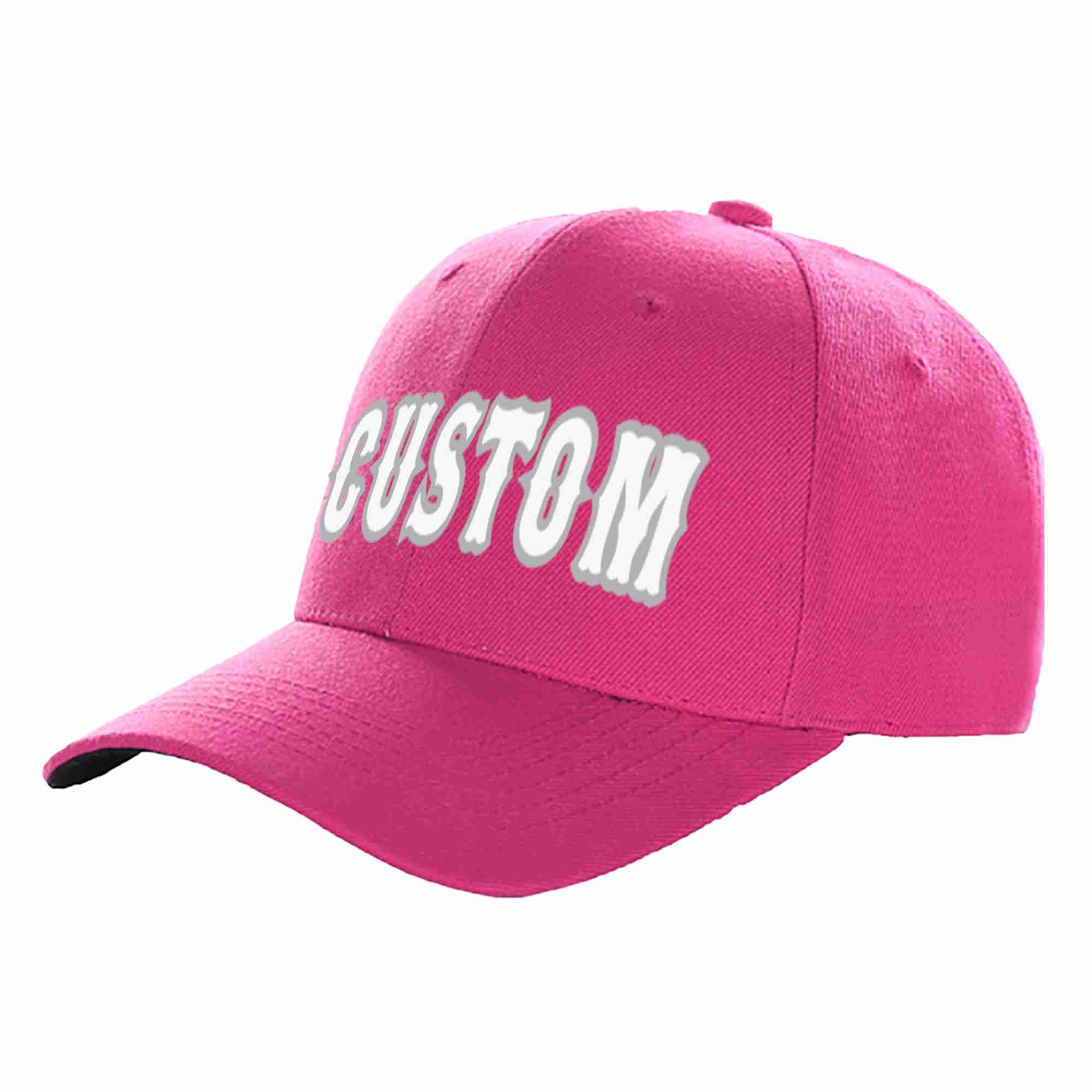 Casquette de baseball de sport incurvée personnalisée Rose rouge blanc-gris pour hommes/femmes/jeunes