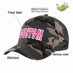 Casquette de baseball de sport incurvée rose-blanc camouflage personnalisée pour hommes/femmes/jeunes