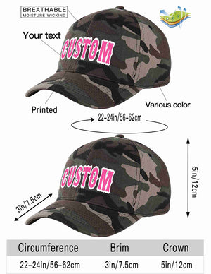 Casquette de baseball de sport incurvée rose-blanc camouflage personnalisée pour hommes/femmes/jeunes