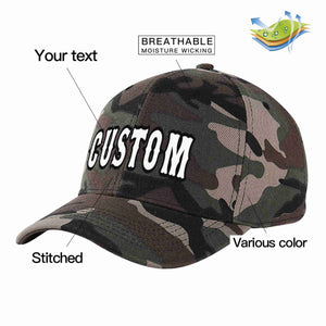 Conception de casquette de baseball de sport à avant-toit incurvé blanc-noir camouflage personnalisé pour hommes/femmes/jeunes