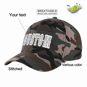 Custom Camo Gray-White Curved Eaves Sport Baseball Cap Design for Men/Women/Youth