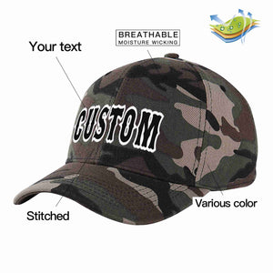 Conception de casquette de baseball de sport à avant-toit incurvé noir-blanc camouflage personnalisé pour hommes/femmes/jeunes