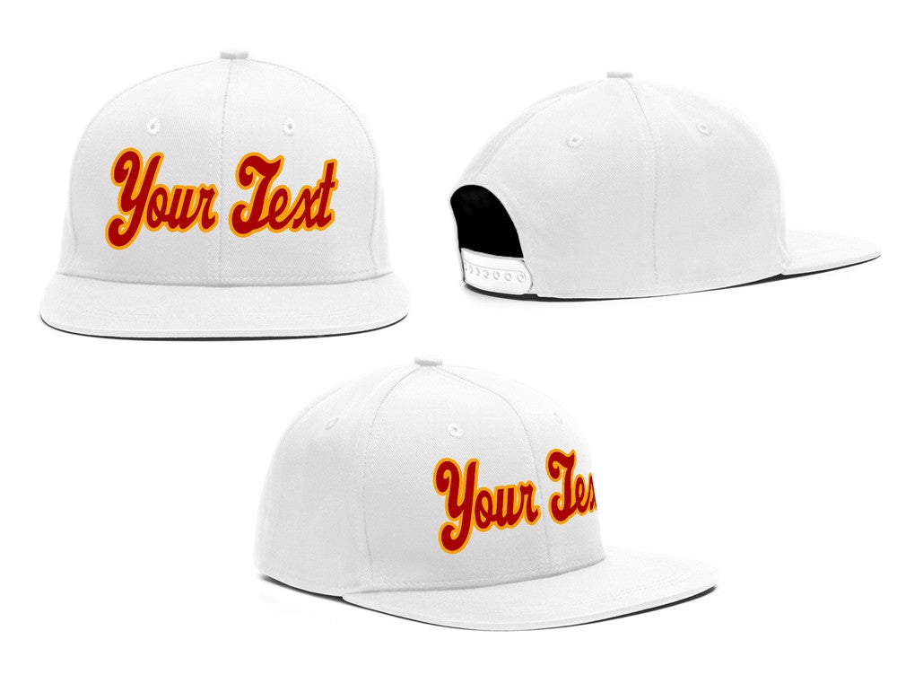 Custom White Red-Yellow Casual Sport Baseball Cap