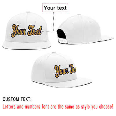 Custom White  Gold Casual Sport Baseball Cap