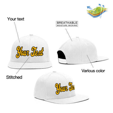 Custom White Yellow-Black Sport Baseball Cap