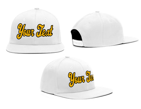 Custom White Yellow-Black Sport Baseball Cap