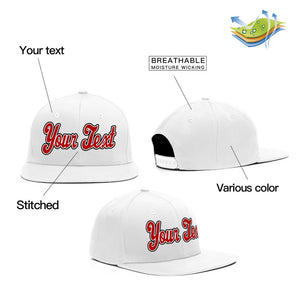 Custom White Red  Casual Sport Baseball Cap