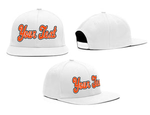 Custom White Orange Casual Sport Baseball Cap