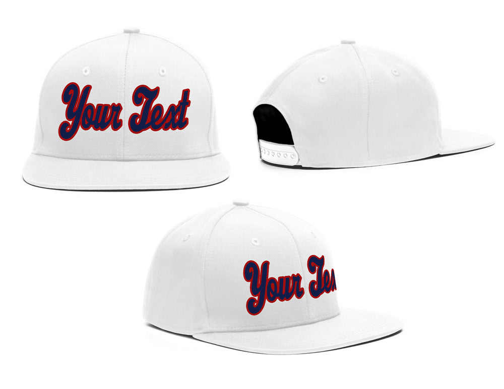 Custom White Red-Navy Casual Sport Baseball Cap