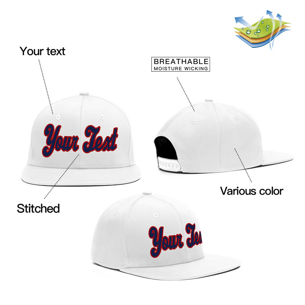 Casquette de baseball sport décontractée personnalisée blanc rouge-marine