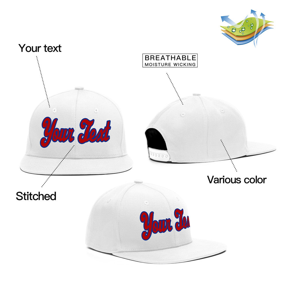 Custom White Red-Blue Casual Sport Baseball Cap