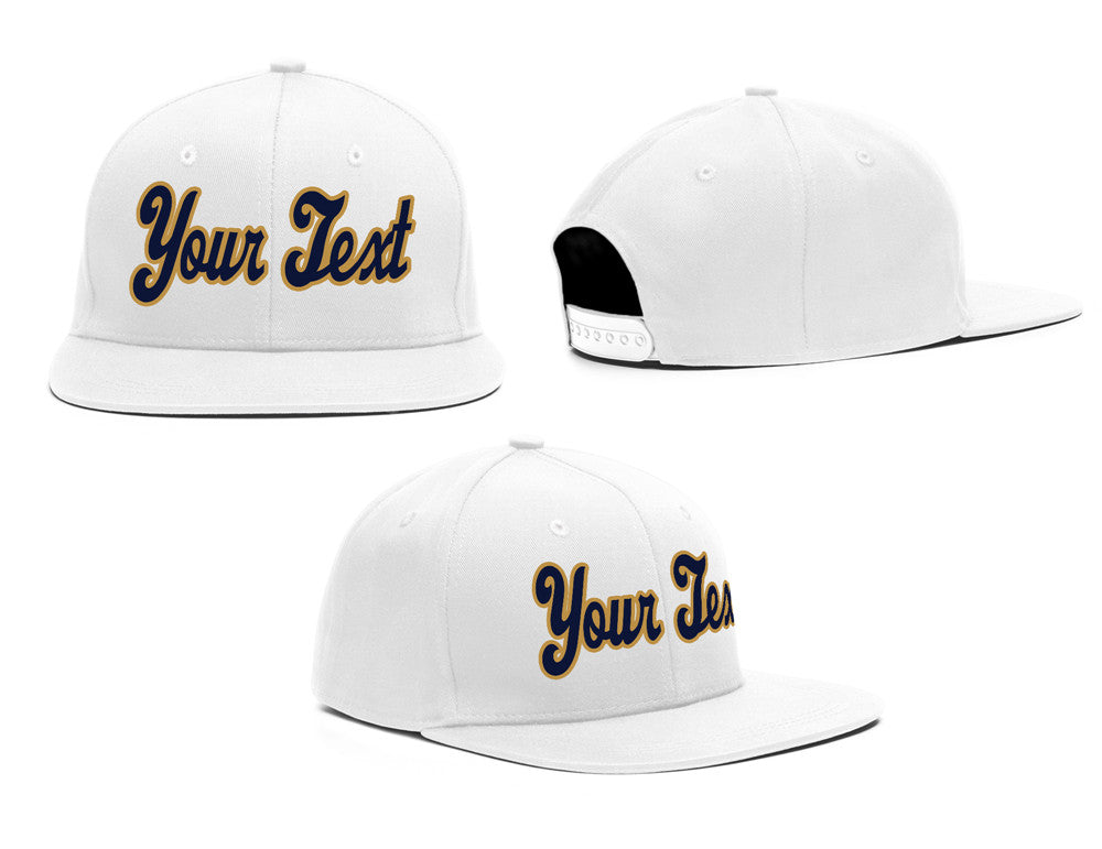 Custom White Yellow-Navy Casual Sport Baseball Cap