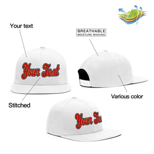 Custom White Red Casual Sport Baseball Cap