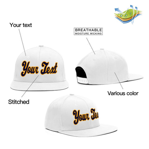 Custom White Navy-Yellow Casual Sport Baseball Cap