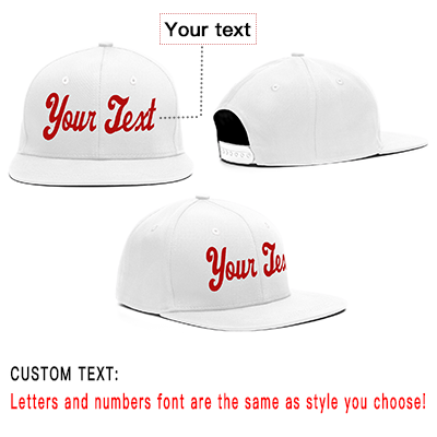 Custom White Red Casual Sport Baseball Cap