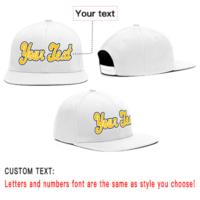 Custom White Yellow Casual Sport Baseball Cap