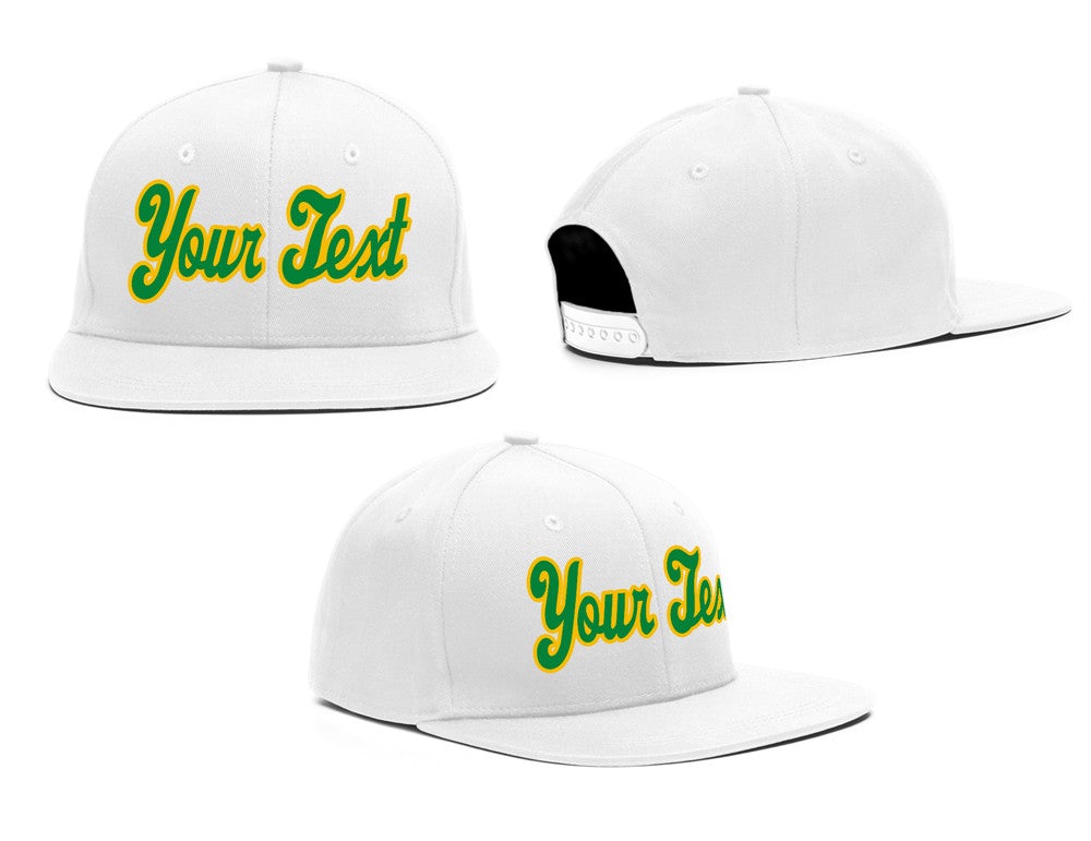 Custom White Kelly Green Casual Sport Baseball Cap