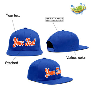 Casquette de baseball sport décontractée Royal White-Orange personnalisée