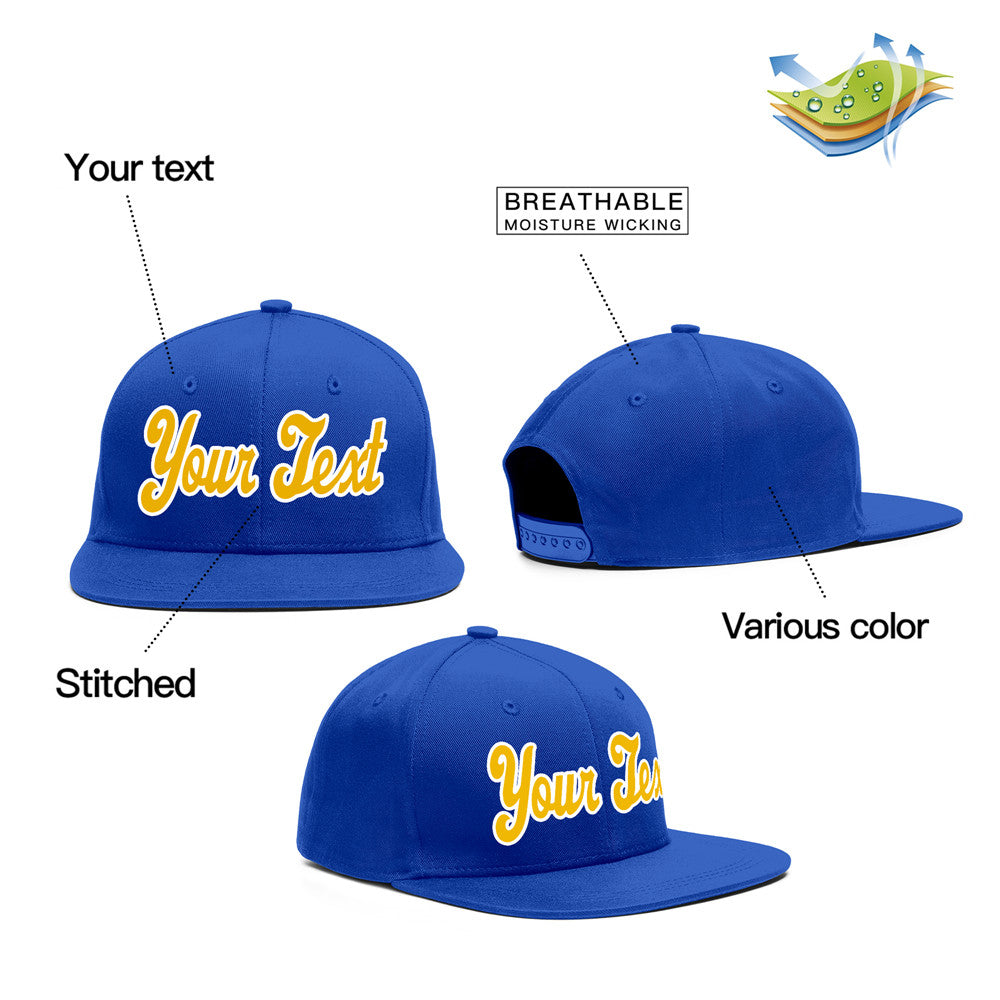 Casquette de baseball sport décontractée jaune-blanc royal personnalisée