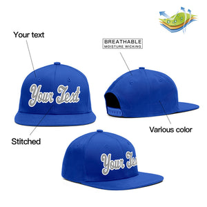 Custom Royal Grey-White Sport Baseball Cap