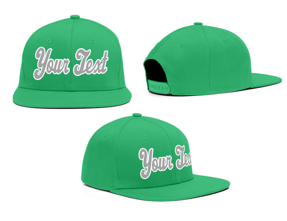 Custom Kelly Green Grey-White Casual Sport Baseball Cap