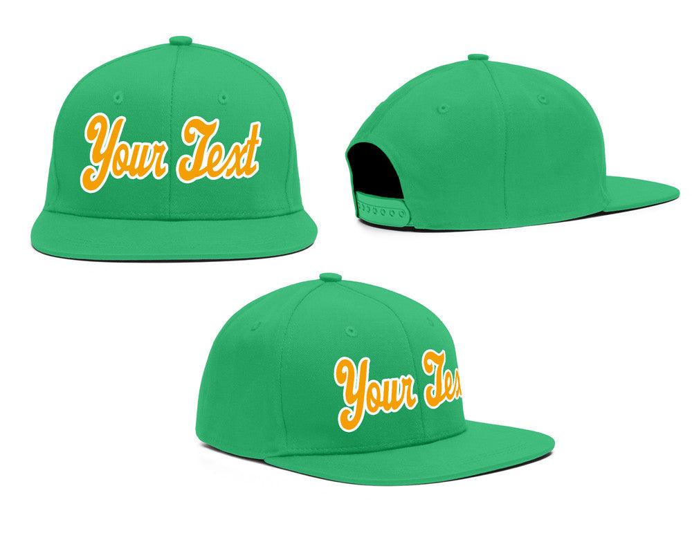 Custom Kelly Green Orange-White Sport Baseball Cap