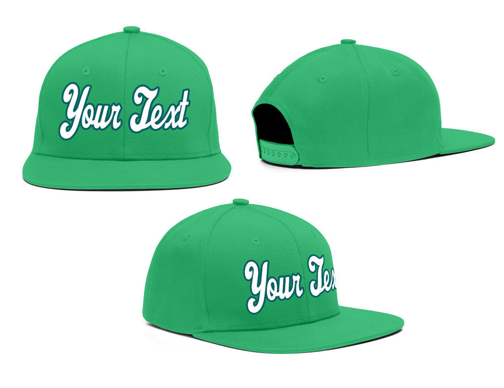 Custom Kelly Green White-Blue Casual Sport Baseball Cap