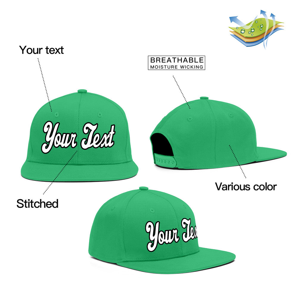 Custom Green White-Black Casual Sport Baseball Cap